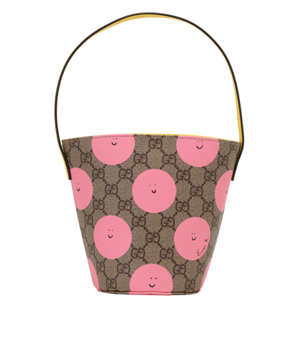 Printed GG Bucket Bag, &pound;350, Handbags, Beige/Pink/Yellow, Canvas/Coated Canvas, Front view
